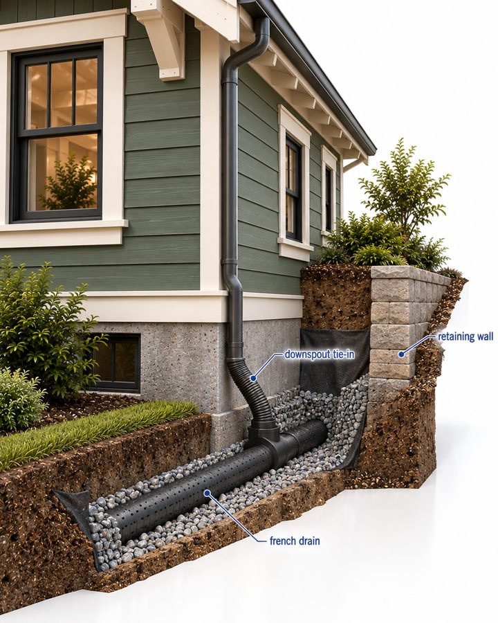 Water damage & drainage, 3D model of the work
