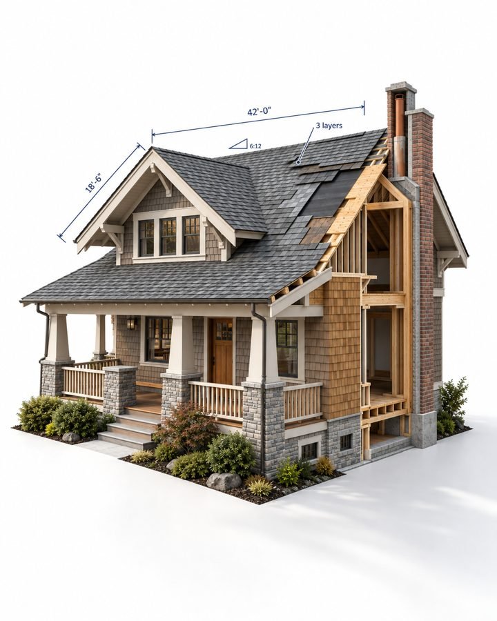 Roofing, 3D model of the work
